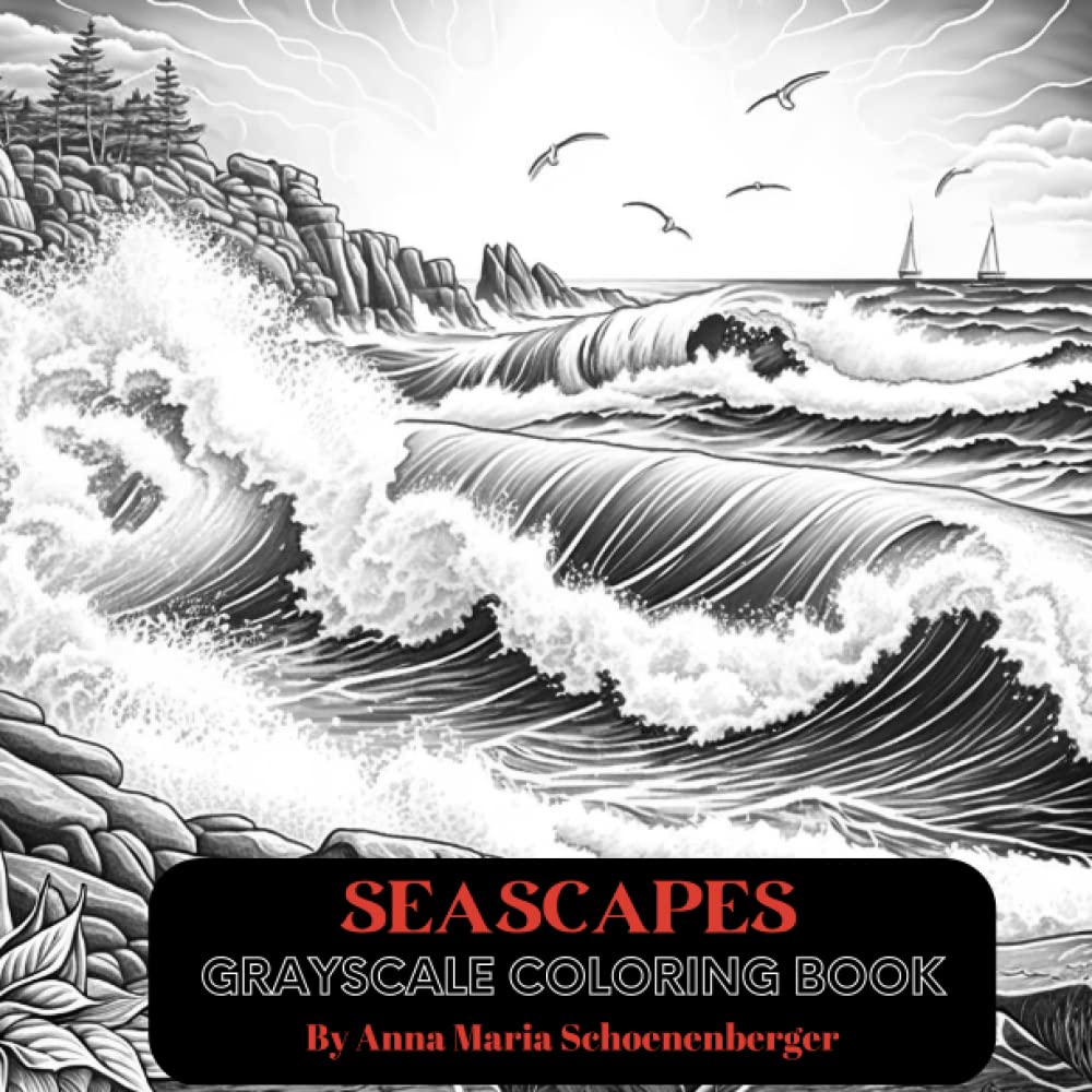 Seascape Grayscale Coloring Book: For Teens and Adults