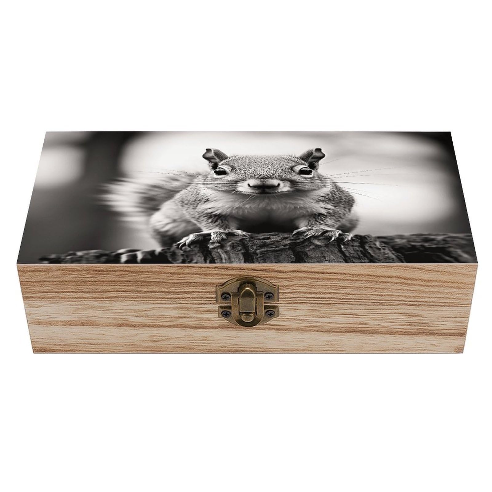 VstaDank Light Gray Squirrel Wooden Storage Box Decorative Jewelry Case with Lids Exquisite Wood Box Letters Gifts Acacia Wood Boxes Fashion Wooden Keepsake Boxes for Men Women