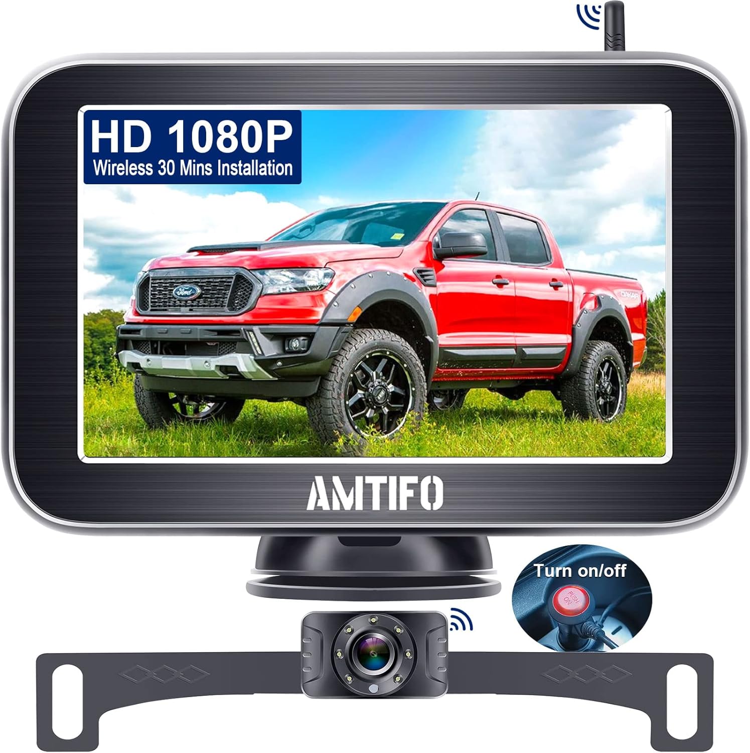 AMTIFO Wireless Backup Camera HD 1080P 5" Split Screen Monitor Car Truck W3