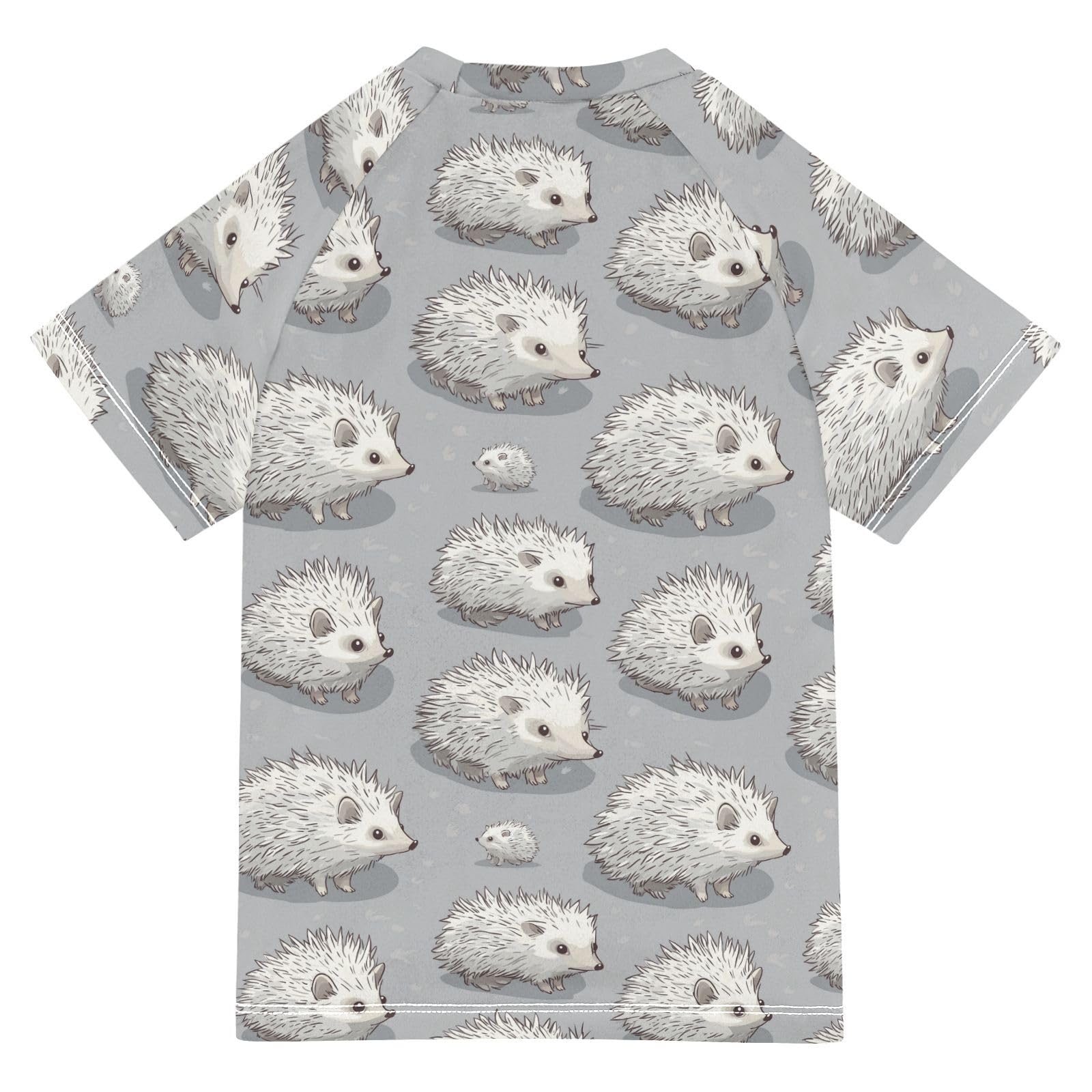 KLL Boy Bathing Suit Short Sleeve Big Girls Swimsuit 4T Cartoon Hedgehog Gray