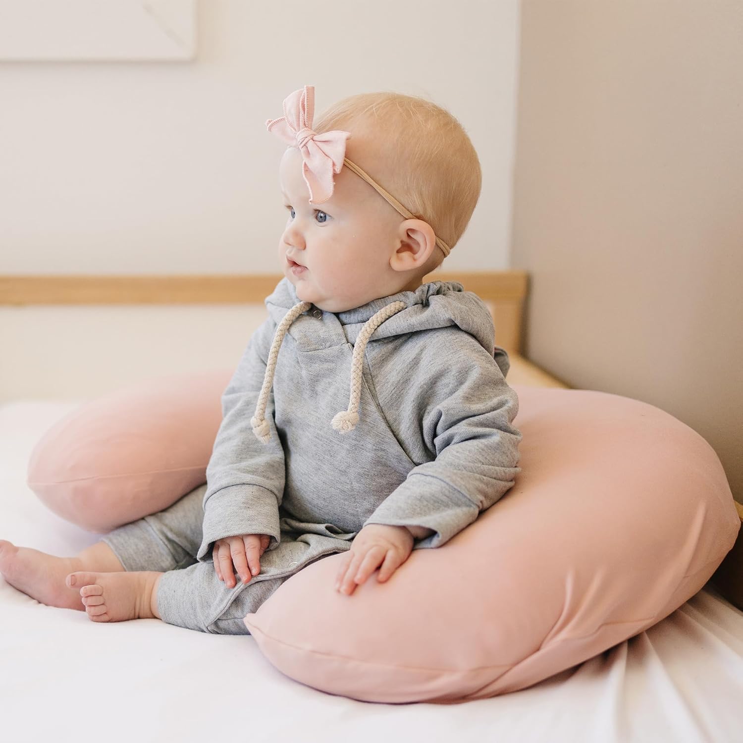 Konssy 2 Pack Nursing Pillow Covers, Stretchy and Soft Nursing Cover for Breastfeeding Pillows, Pillow Slipcover for Baby Girls Boys Newborn (Beige,Pink), Standard - Image 4