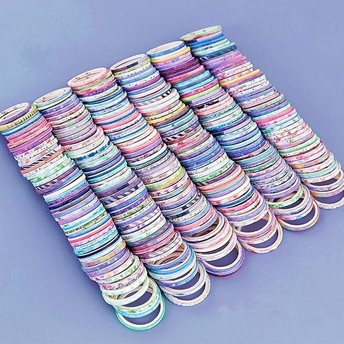Juego de 100 rollos de cinta washi, cintas adhesivas Washi decorativas delgadas de color dorado de aluminio, 0.039-0.197 in de ancho, algunas cintas
