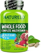 NATURELO Mens Multivitamins - Whole Food Multivitamin for Men with Vitamins, Minerals - 120 Vegetarian Capsules for Energy, Brain, Heart, Eye Health*