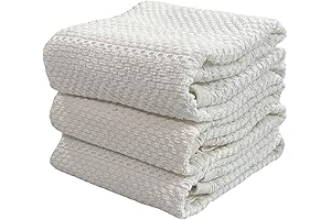 Premium White Cotton Kitchen Towels: Soft & Absorbent Terry Loop Dishcloths for Everyday Use