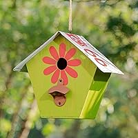 Vista 2 de Glitzhome 10.75 ''H colgante Birdhouse madera lavada verde placa jardín pájaro casa para exteriores