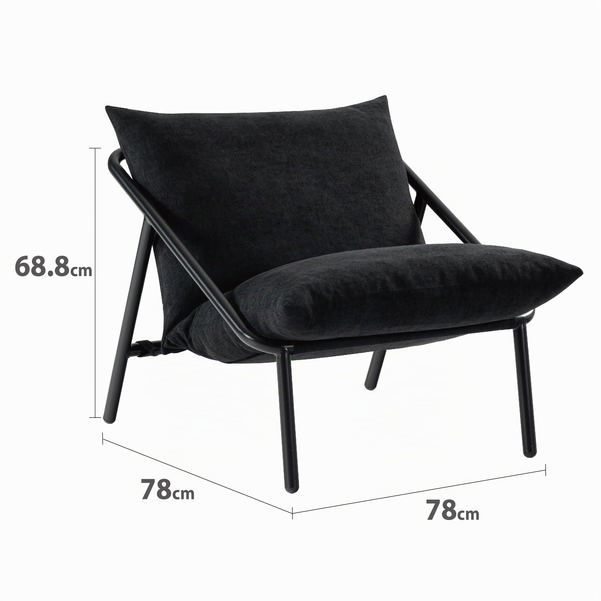 Zinus Ada Sling Sillón de Acento, Estructura de Metal con Cojines de Espuma triturada, Negro