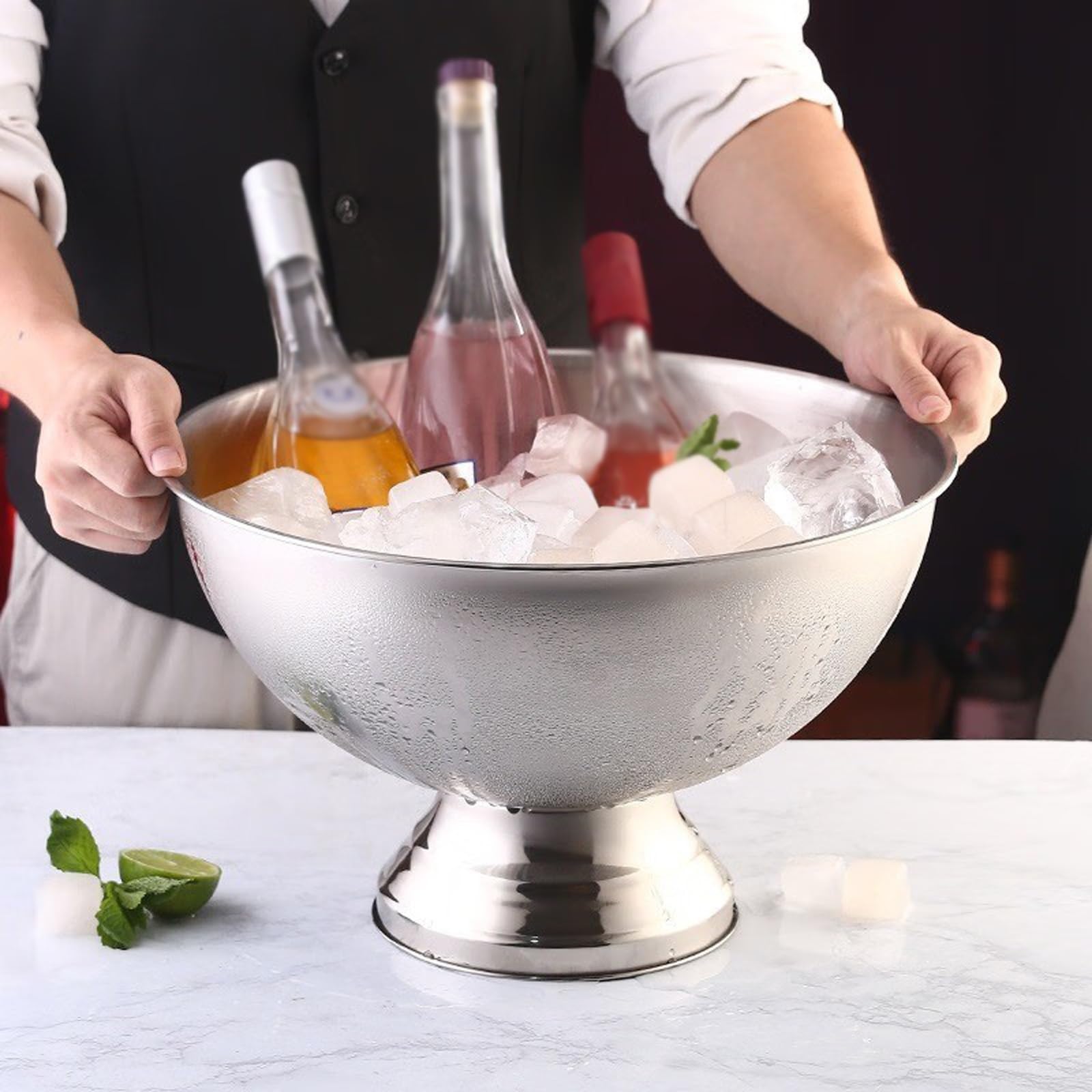 cubo de champán Cubitera de metal con aislamiento de acero inoxidable de 13,5 l, cubos de hielo grandes for fiestas, cubos de champán for bebidas y cubos de hielo for negocios y fiestas familiares cub