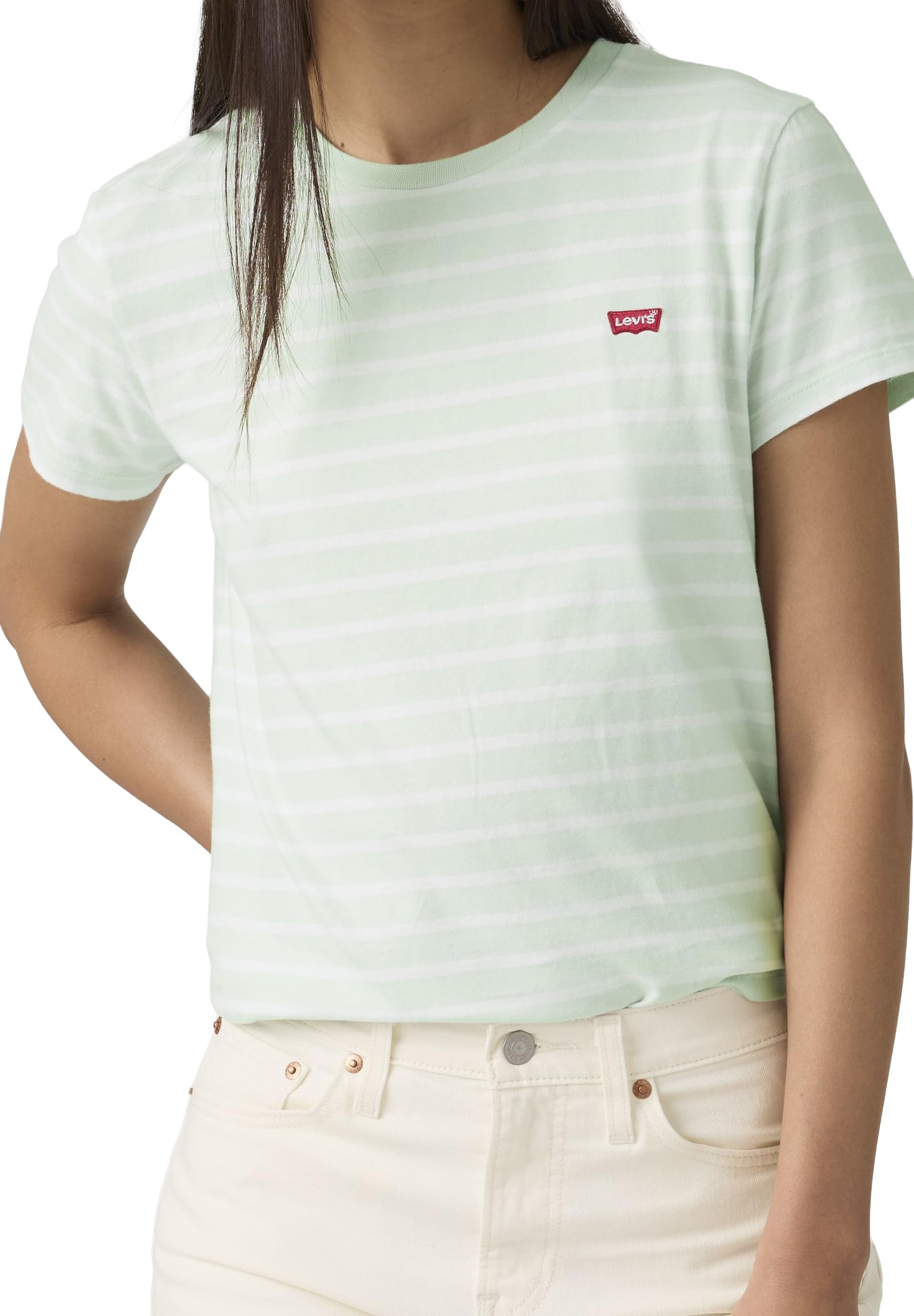Levi's Damen Perfect Tee T-Shirt, Emily Stripe Pale Bl, M