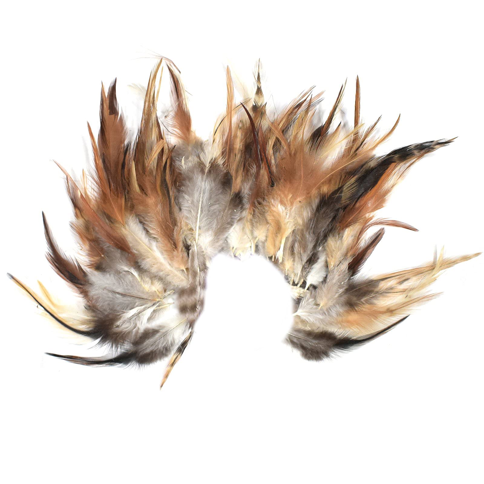 Asian Hobby Crafts Natural Dyed Feathers for Craft, Hobby Projects, Dream Catcher, Decorations & Art | Premium Wild Hen Feathers - 80 Pcs | 4-5 Inch Approx
