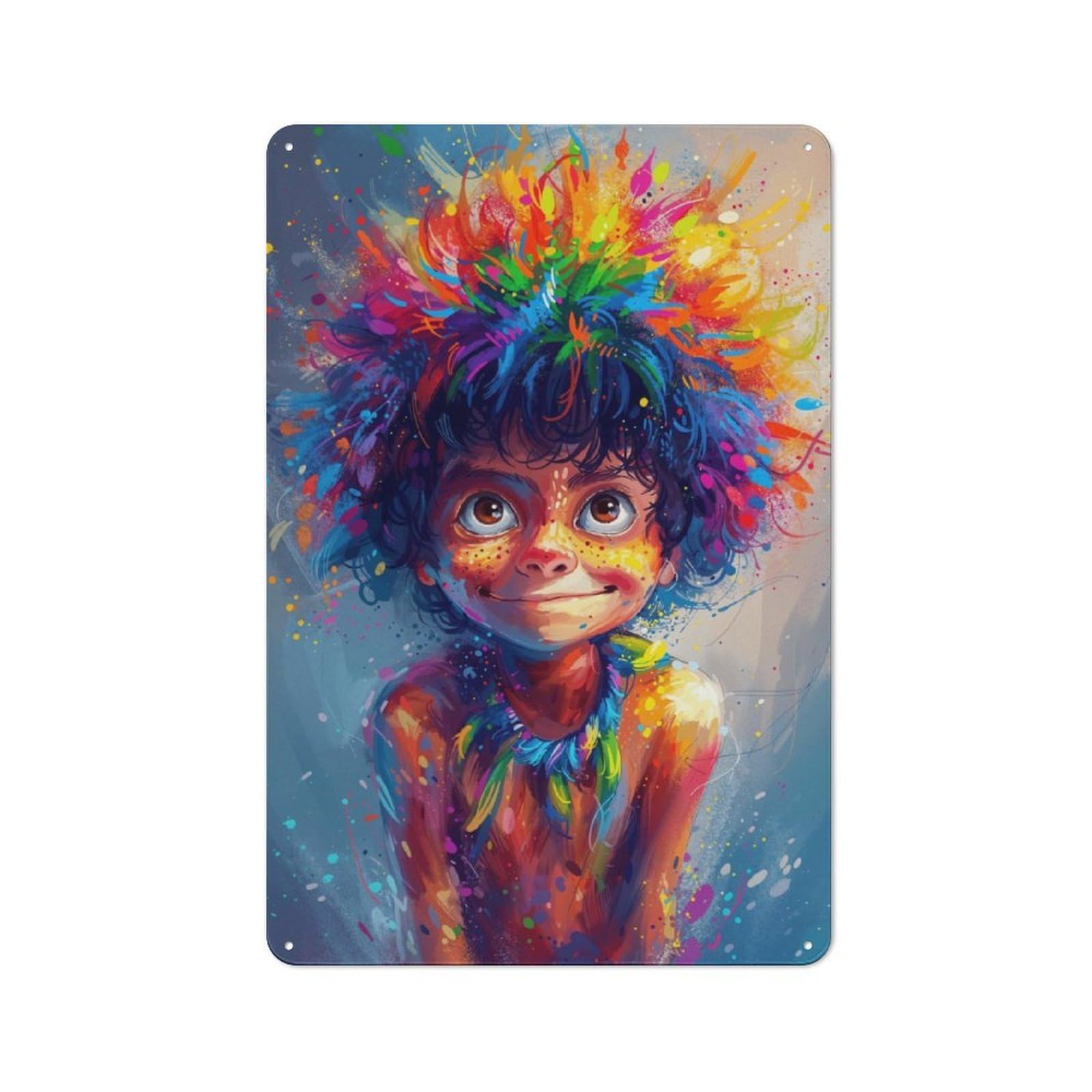 Junmoney Rainbow Child Vintage Tin Wall Plaque 30X20cm For Workshop Wall, A Decorative Christmas Gift For Makers And Diy Enthusiasts