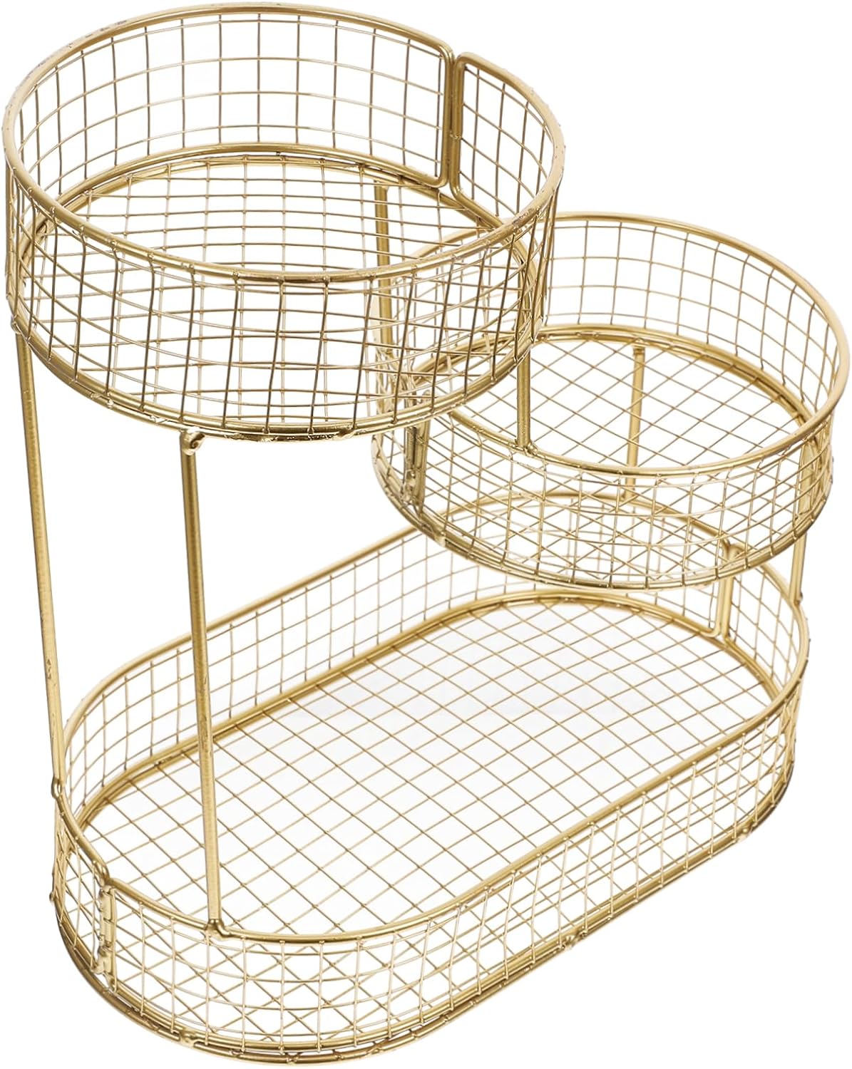 Unomor Traditional Fruit Basket Metal Mesh Organizer Countertop Fruit Bowl Large Capacity Storage Vegetable Holder