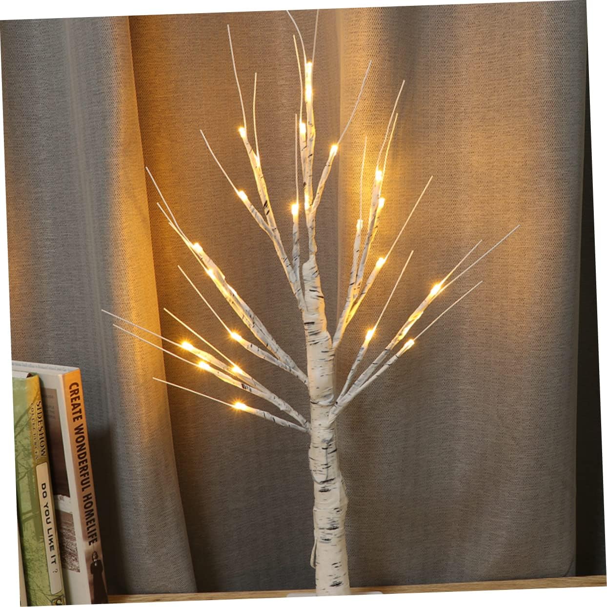 2Pcs Simulation Birch Tree Lamp Tabletop Decorative Light with LED Bulbs USB Powered Party Decor for Indoor Ambiance and Home Decoration