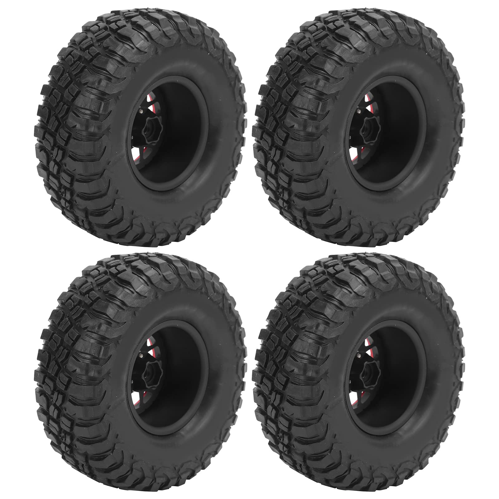 Cerchioni in gomma Beadlock da 4 pezzi, accessori per auto cingolate 1/10 RC, cerchi in lega ad alta aderenza con superficie antiscivolo per Hsp//Axial SCX10 D90, pneumatici di (Nera)