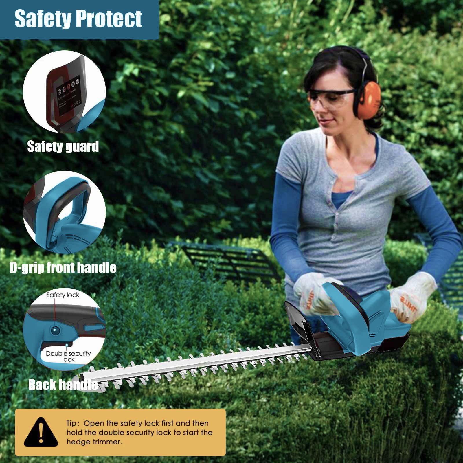 Taille-Haie sans Fil 21V Professionnel, Lame 55cm SK5 à Double Action, Moteur sans Balais (Brushless), avec 2 Batteries Haute Capacité et Chargeur, Coupe 20mm, pour Jardin et Arbustes (2*Batteries)