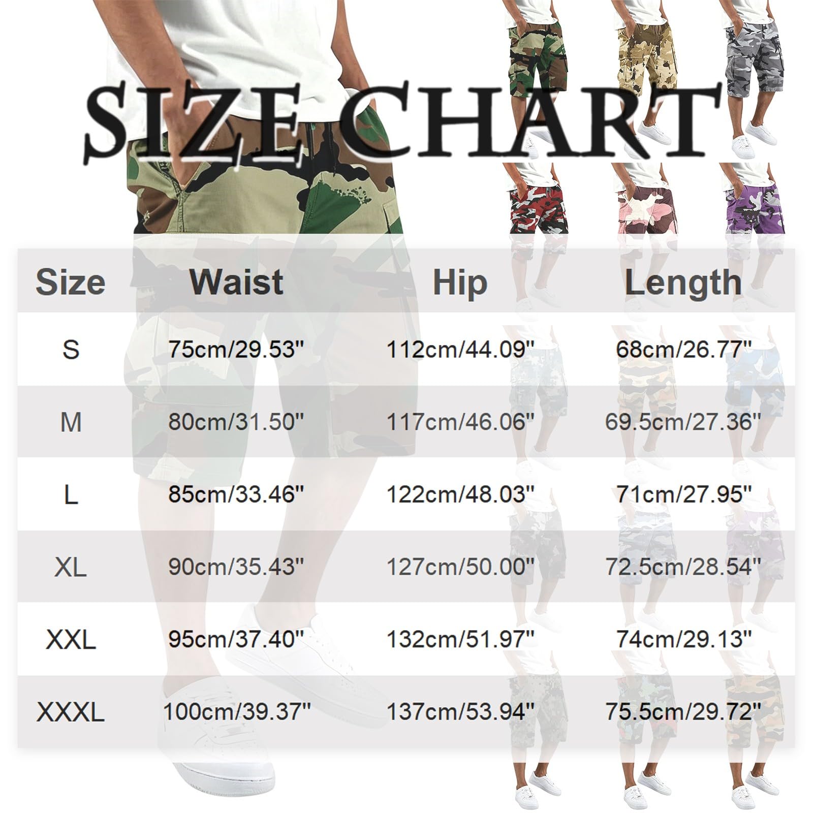 Short de travail pour homme, motif camouflage, hip-hop, surdimensionné