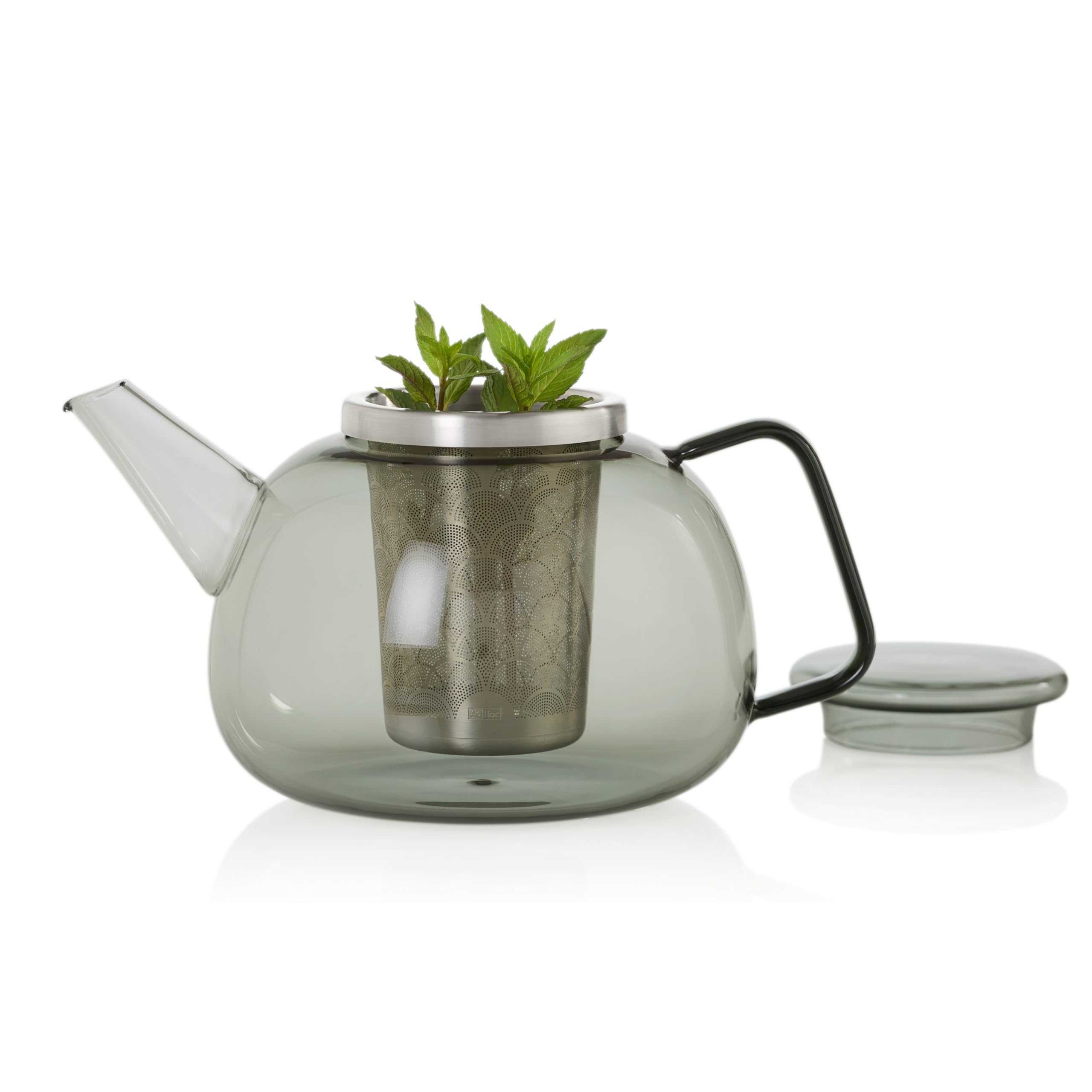 AdHoc TK67 Teekanne Yuna | Borosilikatglas im dezenten Rauchgrau | skandinavisches Design und edler Materialmix | für 1,6 Liter Tee