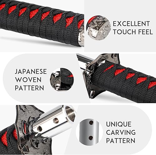 Miniatura 4 de Katana - Pomo para palanca de cambios Samurai, ajuste universal para automóviles manuales con adaptadores color rojo (5.9 in)