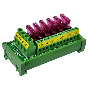 DC Power Fuse Distribution Strip Module 6 Position, DIN Rail Mount