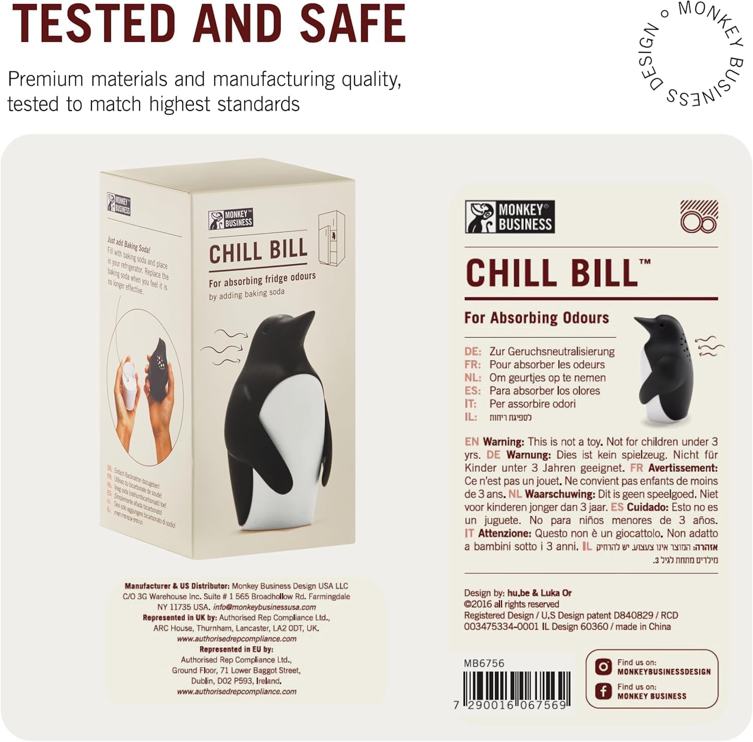 RONFILD Chill Bill Penguin Fridge Deodorizer – Reusable Baking Soda Odor Absorber for Refrigerator & Freezer | Cute Penguin Design | Food-Safe, Eco-Friendly, Easy to Use 4