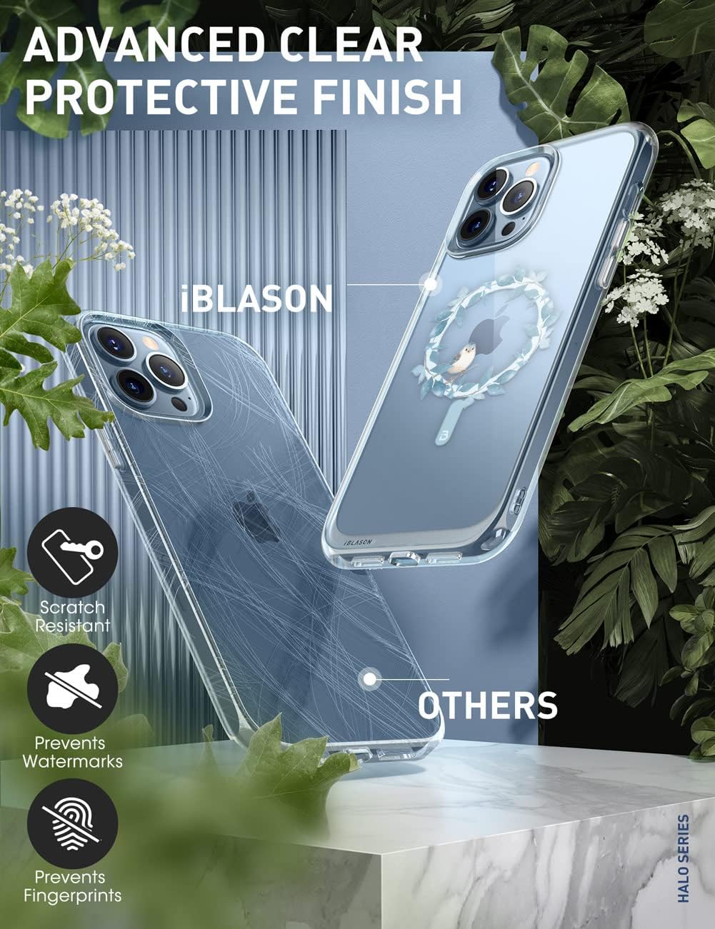 i-Blason Halo Case Compatible with MagSafe for iPhone 13 Pro Max 6.7 inch, Slim Clear Case with TPU Inner Bumper (Blue Jay)