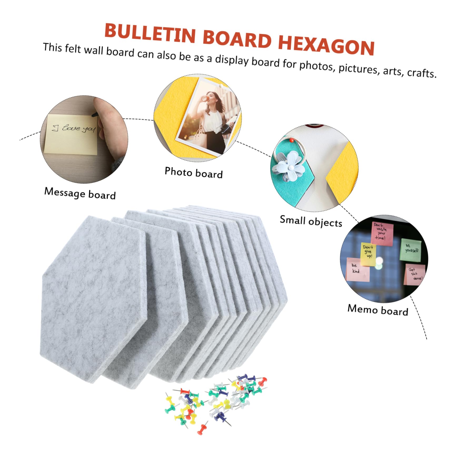 Tofficu 1set Pannelli Acustici Esagonali Feltro Tappetini Isolanti Colorati Per Decorazioni Murali e Lavagne Di Messaggi Per Aule Camere Da Letto e Ambienti Interni Misura Media Lato