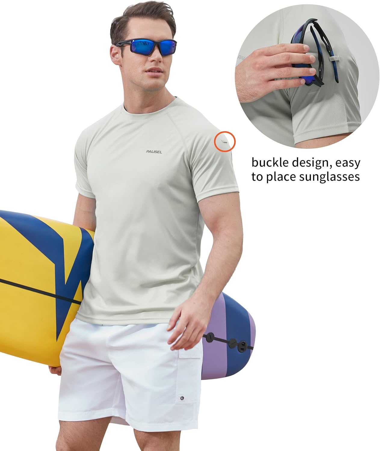 Men's Rash Guard Swim Shirts Short Sleeve UV Sun Protection Quick Dry UPF 50+ SPF Fishing Beach Water Shirt - Image 5