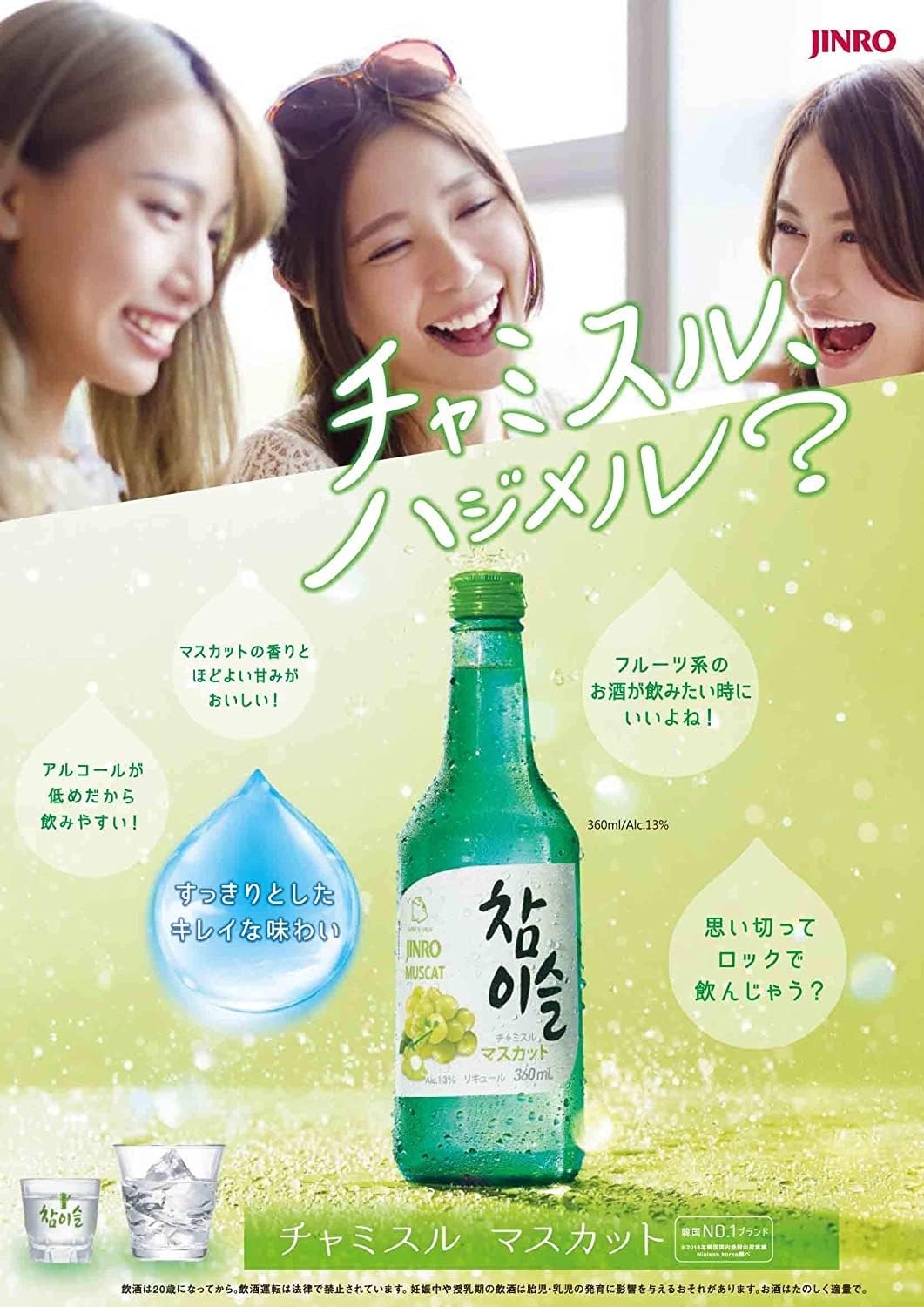 Amazon.co.jp: JINRO チャミスル マスカット 360ml×20本入 : 食品