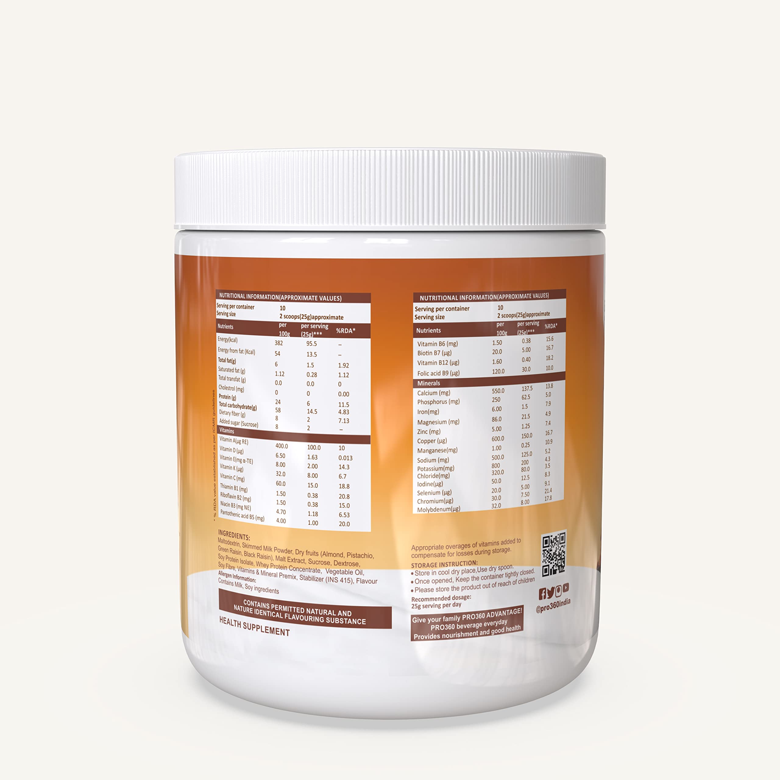 Pro360 Dry Fruits Protein Powder with Natural Dry Fruits with Immunity Boosters - Zinc, Vitamin C, Vitamin D 250g Pack 2