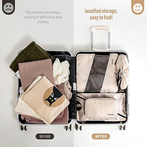 Miniatura 3 de UNANTOR Juego de 6 cubos de compresión de gran tamaño, organizadores de equipaje y bolsas de viaje