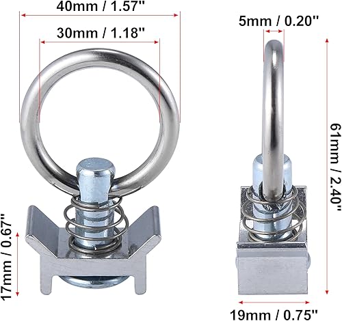Miniatura 3 de X AUTOHAUX Solo perno prisionero L Track con anillo redondo para remolques Pickups Camiones 8pcs