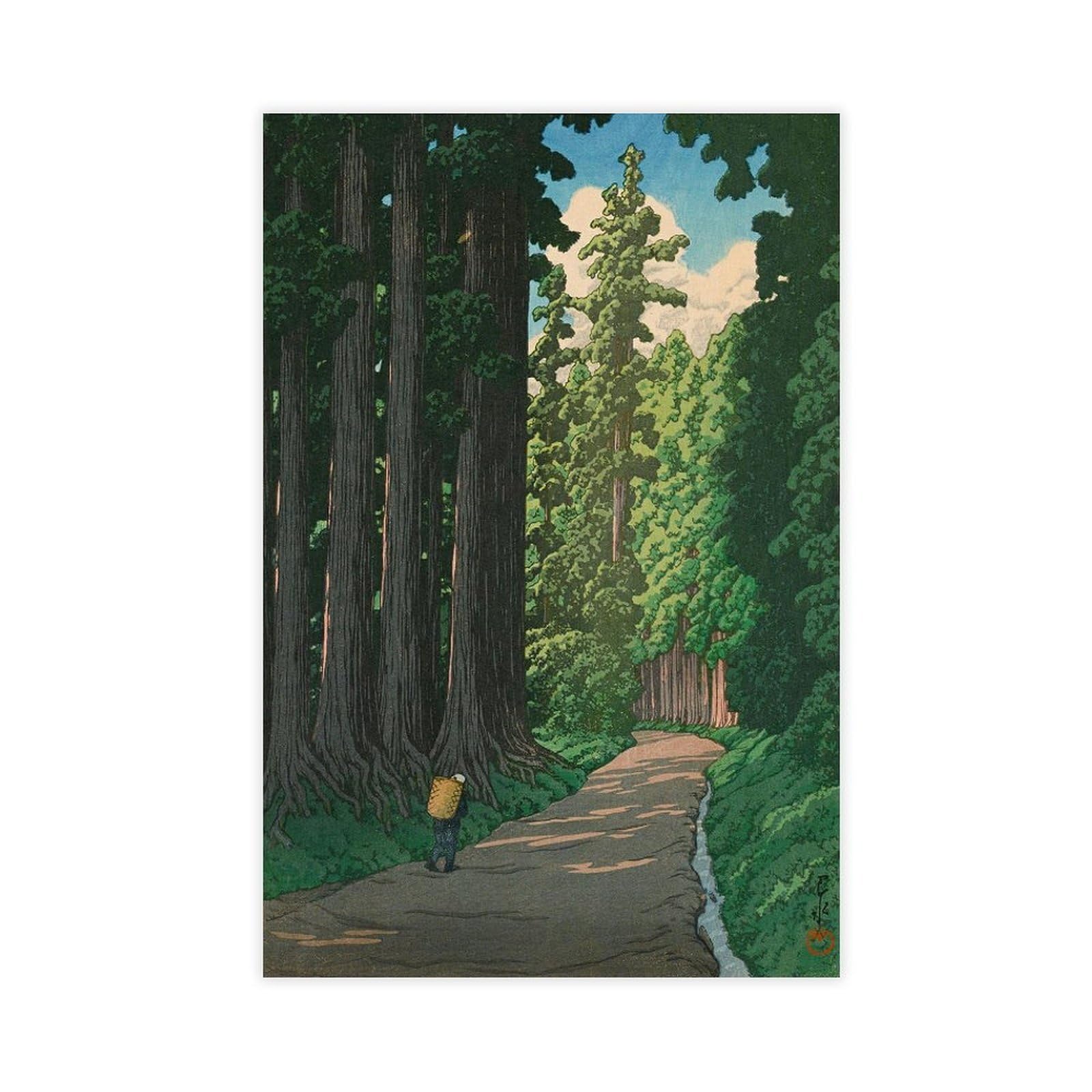 ANFOTCM Hasui Kawase, The Road to Nikko, pittura giapponese, poster su tela, decorazione per camera da letto, sport, ufficio, stanza, regalo, 60 x 90 cm
