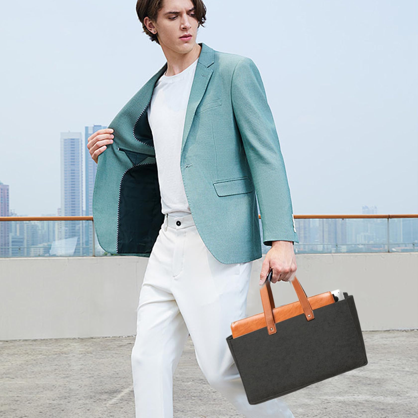 Organizador de pañales Bolsa de mano de fieltro con compartimentos Archivador Bolsa de trabajo con asas Diseño abierto Car Caddy Fieltro Oficina portátil para maestros, suministros escolares y de.