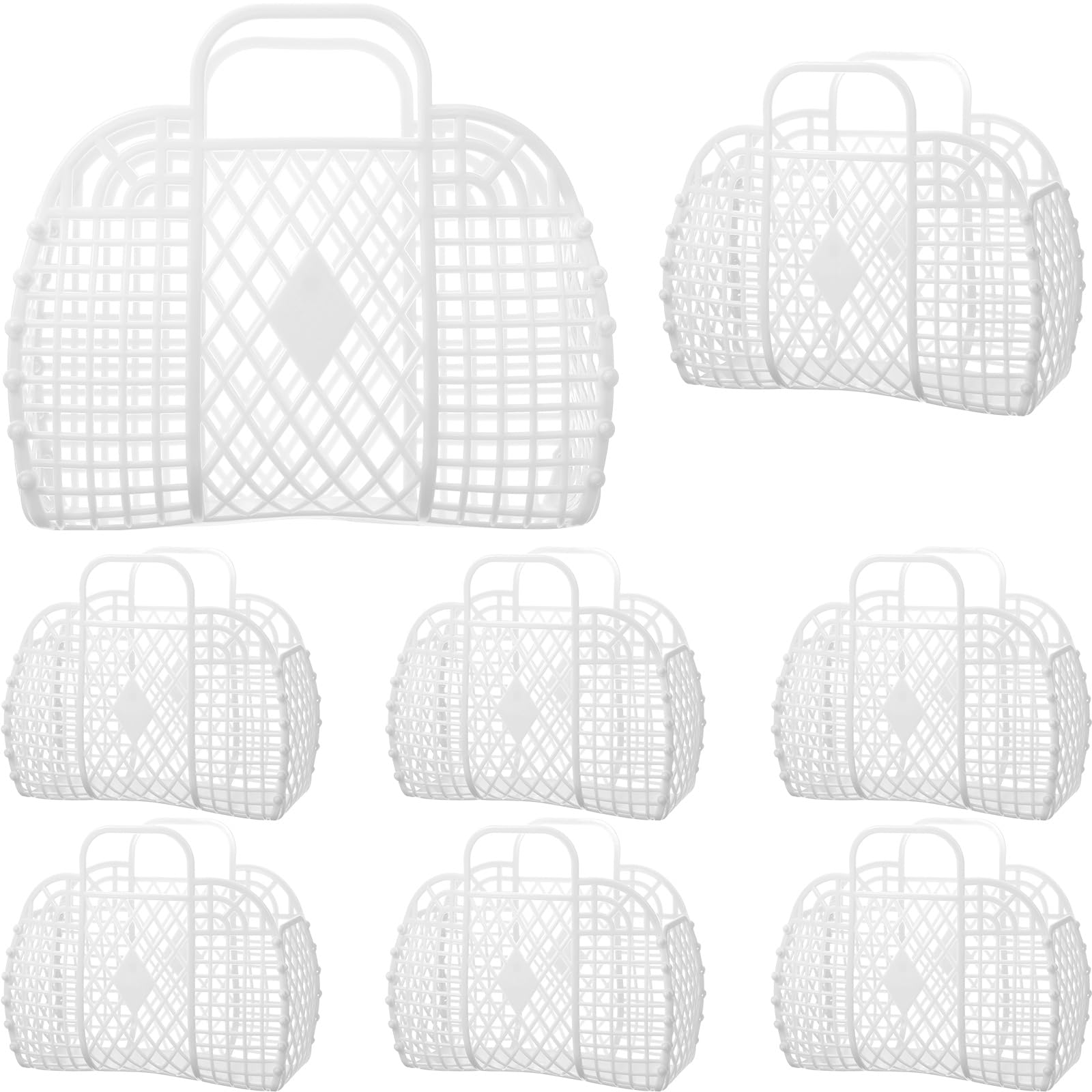 Tatuo 8 Pcs Jelly Bags Bulk Jelly Purse Plastic Basket Party Favor Beach Handbags Easter Egg Basket for Women Girls Kids