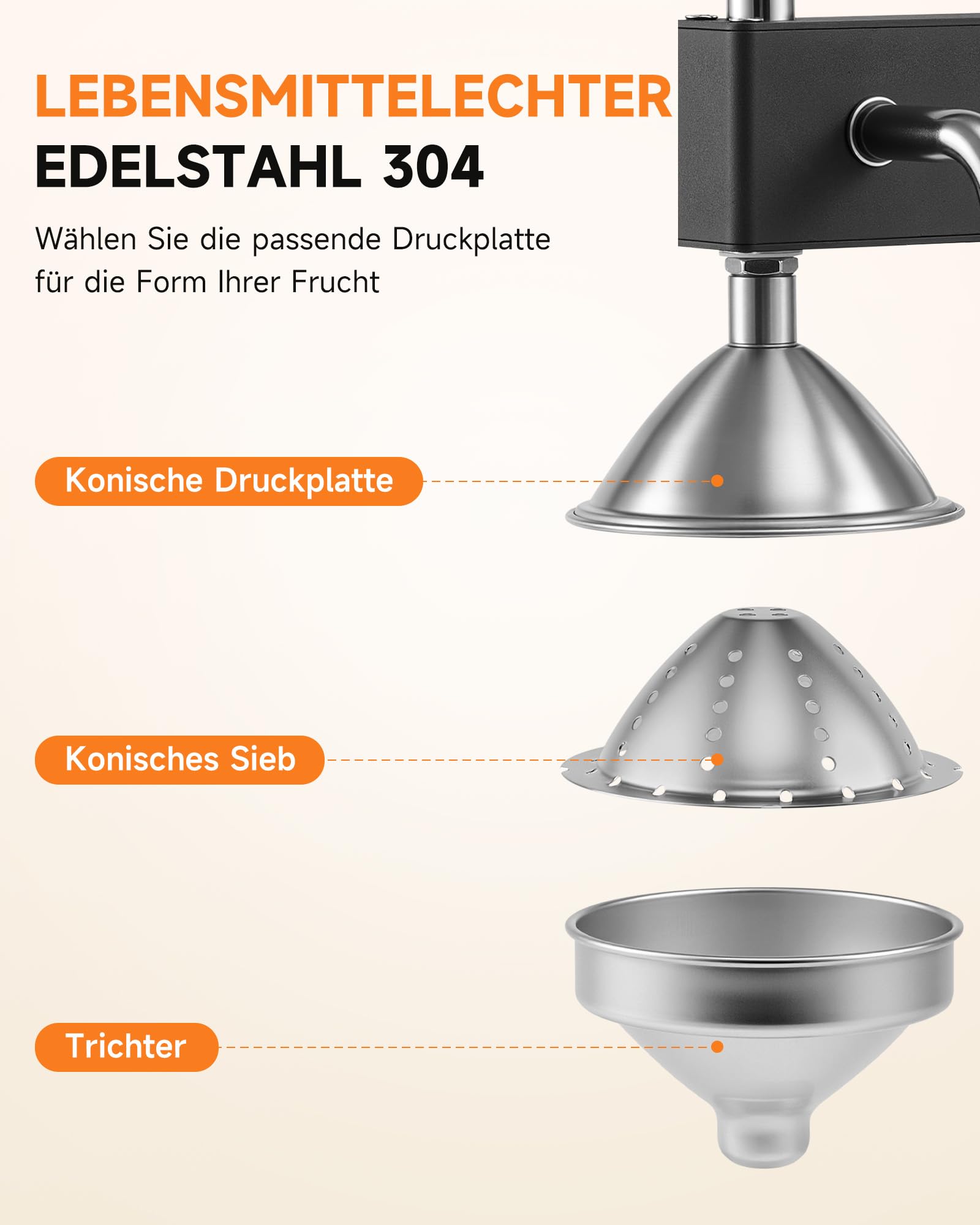 CO-Z Manuelle Zitruspresse, robust mit konischer & flacher Druckplatte, professionelle Zitronenpresse für Orangen, Pomelos, Limetten, Zitronen, spülmaschinengeeignet