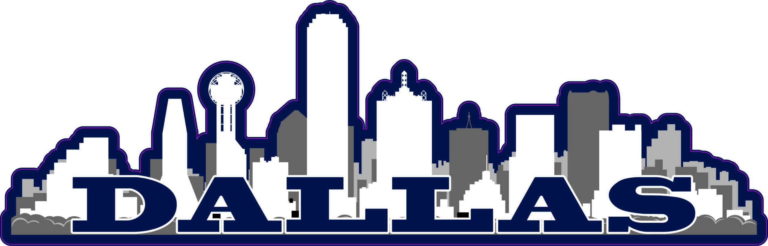StickerTalk Navy Dallas Skyline Vinyl Sticker, 10 inches by 3.25 inches
