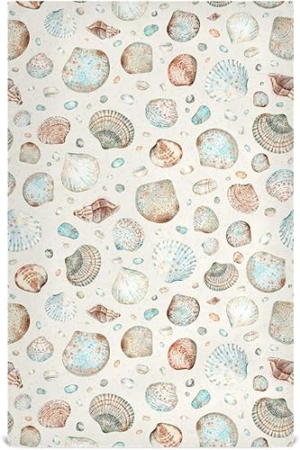 Takiito Sea Shells - Juego de 6 paños de cocina suaves y absorbentes, de secado rápido, con lazo para colgar, reutilizables