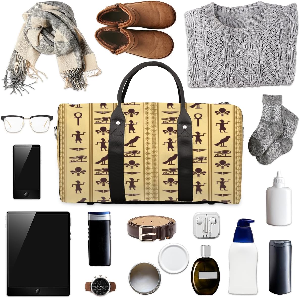 Vintage Abstract Man Flower Travel Duffel Bag for Women Men Large Capacity Overnight Weekender Bags for Lightweight Waterproof Sport Gym Bag for Workout Yoga Swim