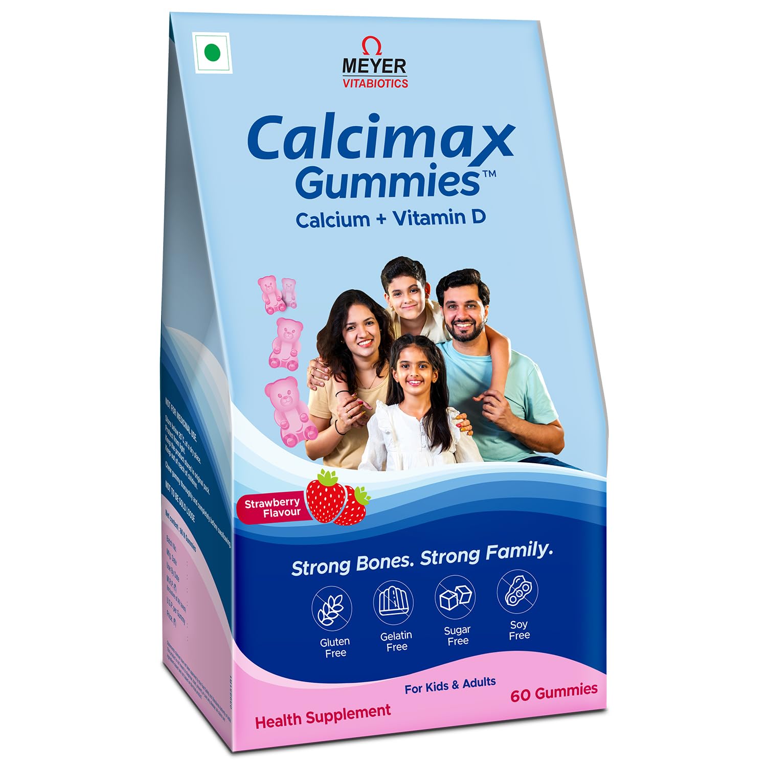 Meyer Vitabiotics Calcimax Gummies | Calcium + Vitamin D | For Kids & Adults | Strawberry Flavour | Gluten Free, Gelatin Free, Sugar Free | 60 Gummies-picture-16