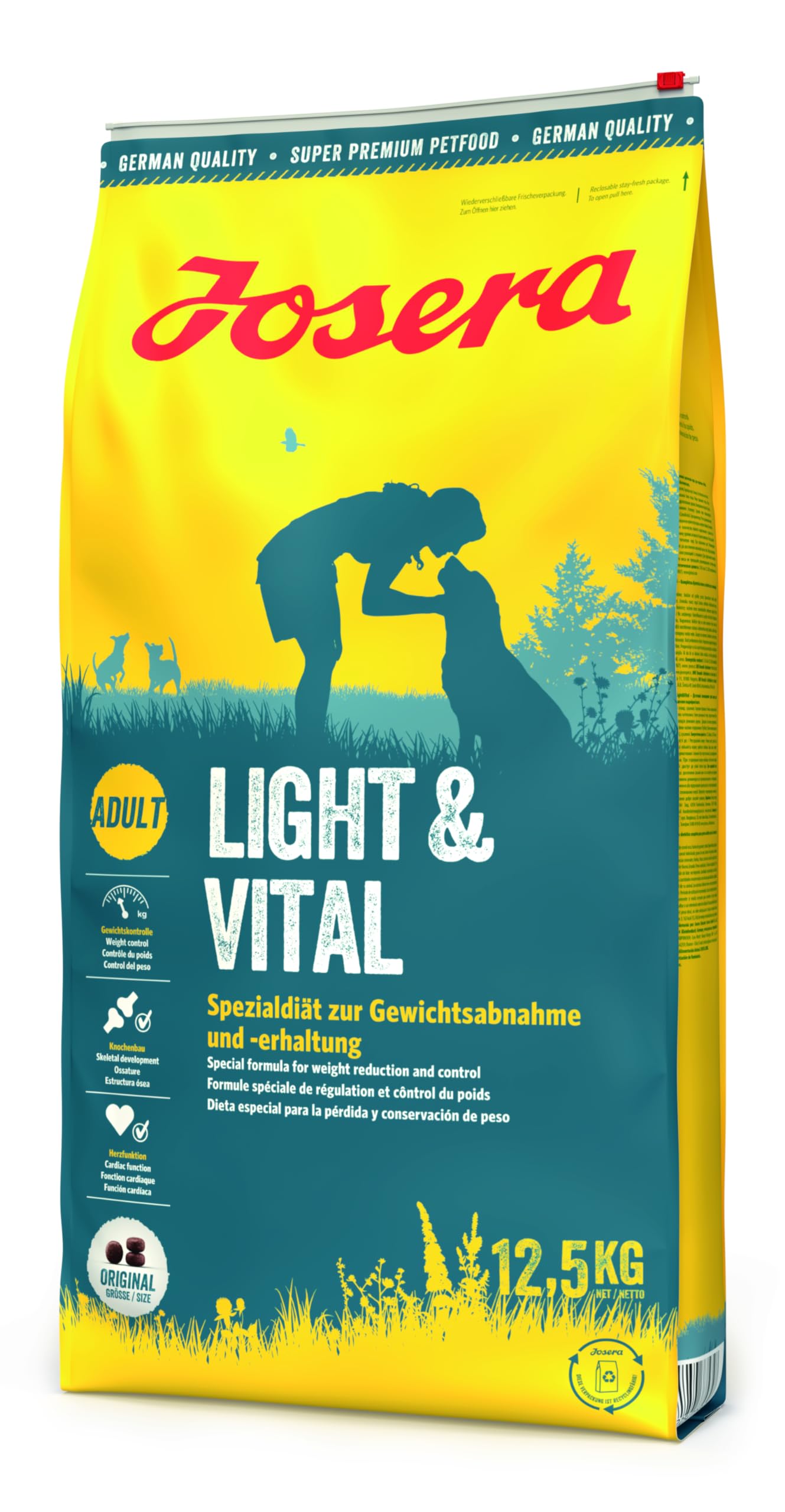 JOSERA Light & Vital (1 x 12.5 kg). cibo per cani a basso contenuto di grassi. cibo secco super premium per cani adulti. confezione da 1
