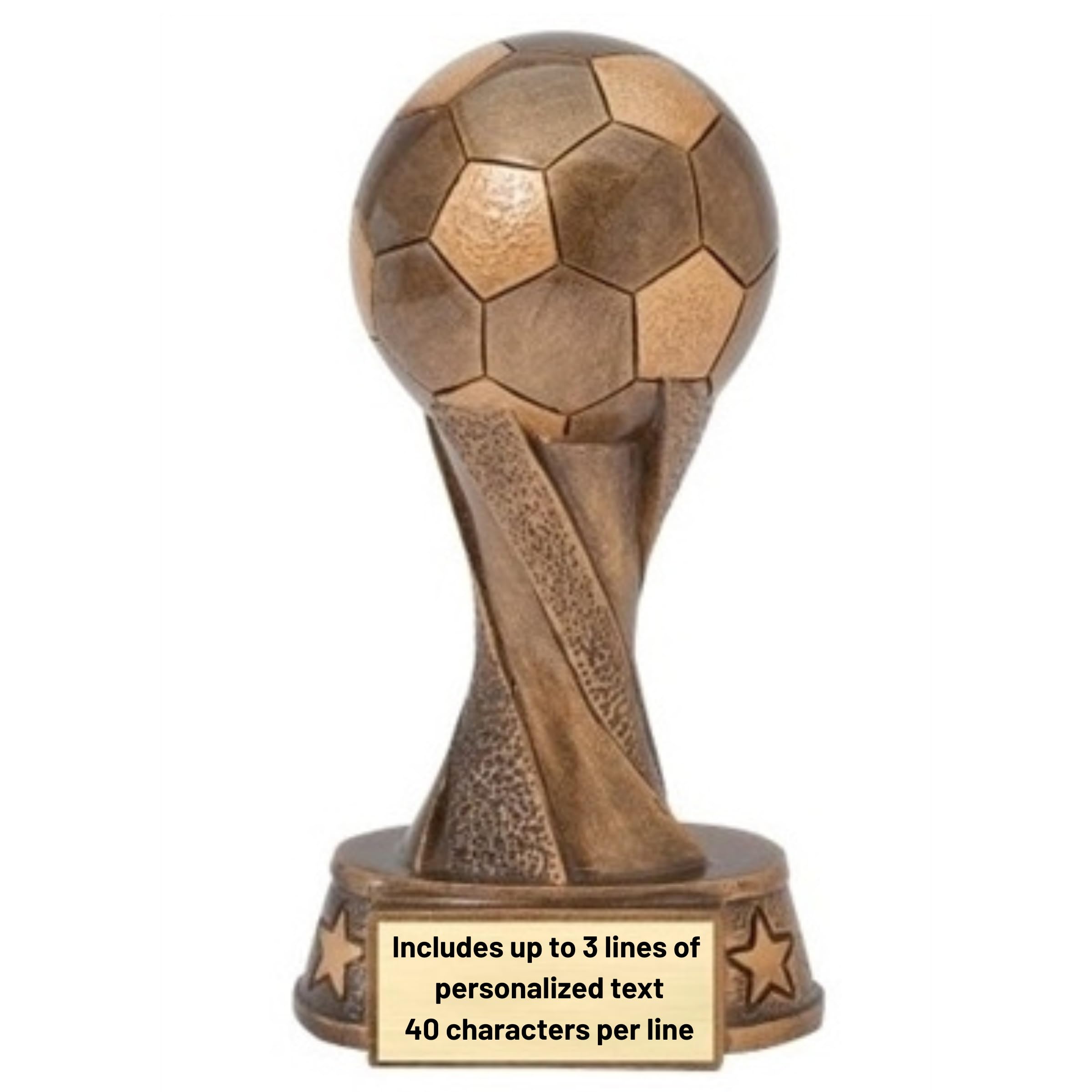 Same Day Awards Spiral Soccer Trophy – Custom Engraved Bronze Gold Resin Award for Players Coaches Youth or Adult Soccer Leagues School Teams