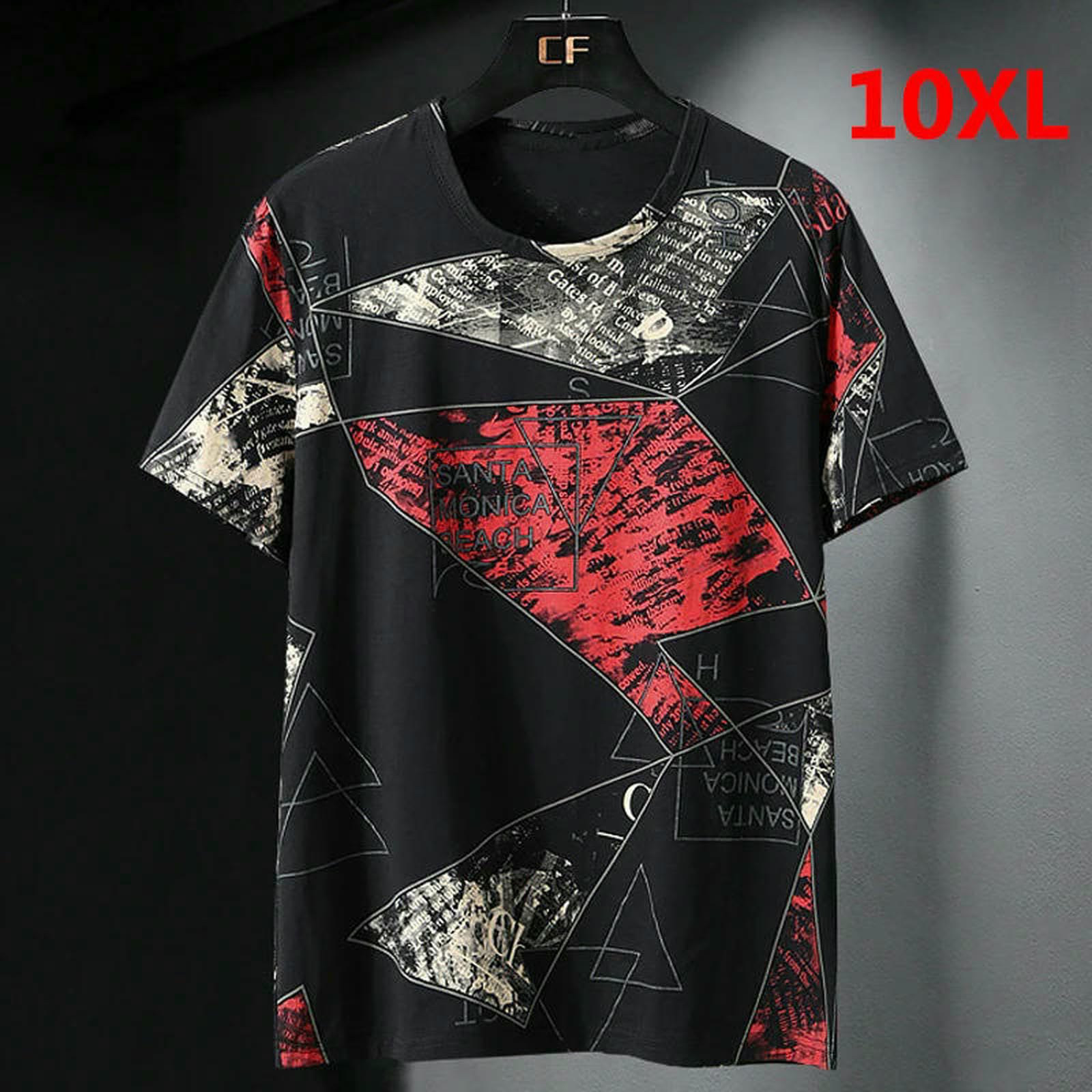 Męski T-shirt, ponadwymiarowy t-shirt męski, na lato, hip hop, plus size, casualowy, streetwear, oddychający, wygodny, luźny T-shirt, czerwony-4XL