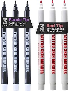 Element Tattoo Supply - Tattoo Stencil Skin Markers, 3 Purple and 3 Red ...
