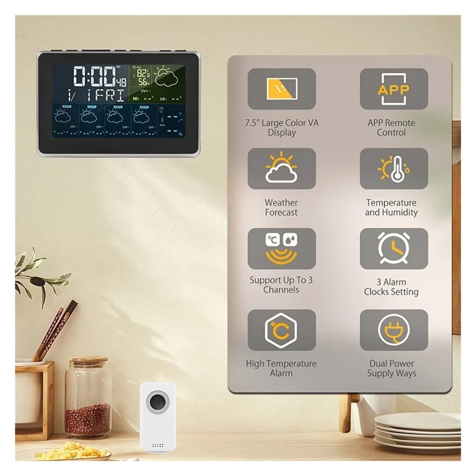 Tuya WiFi Inteligentna Stacja Pogodowa Kontrola Aplikacji Cyfrowy Monitor Temperatury I Wilgotności 5 Dni Prognoza Pogody 3 Modele Budzików Dokładny Szybki Monitorowanie Czasie Rzeczywistym