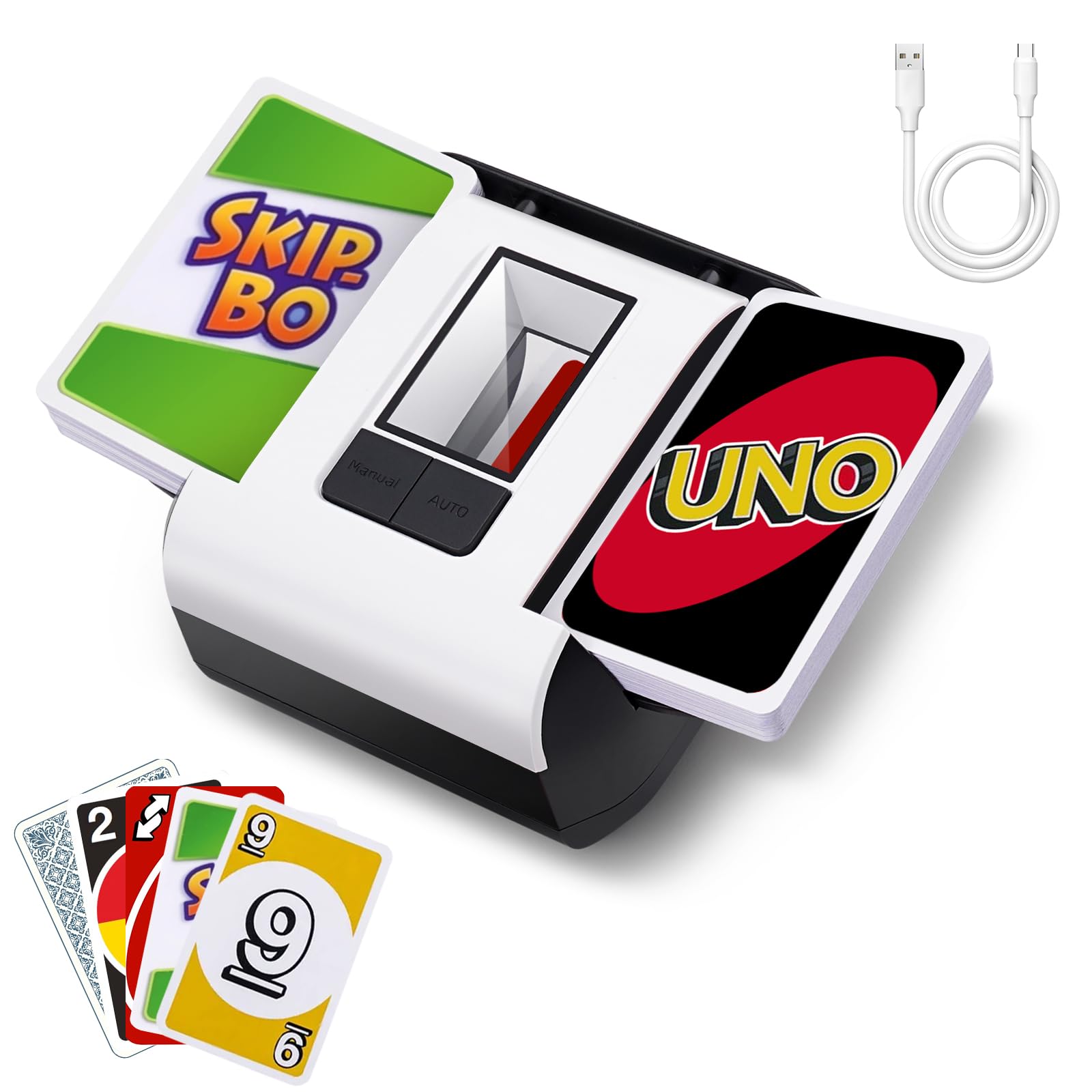 LAETENIN Automatic Card Shuffler 2 Decks, Electric Card Shuffler Machine with AUTO/Manual Mode, 2000mAh Battery | Low Noise, Portable & Rechargeable Casino Card Shufflers for Blackjack,Bridge, UNO