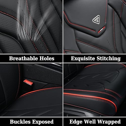 Miniatura 8 de Coverado Fundas de asiento delantero de automóvil, 2 fundas de asiento de cuero para automóviles, protector de asiento de automóvil, solo accesorios