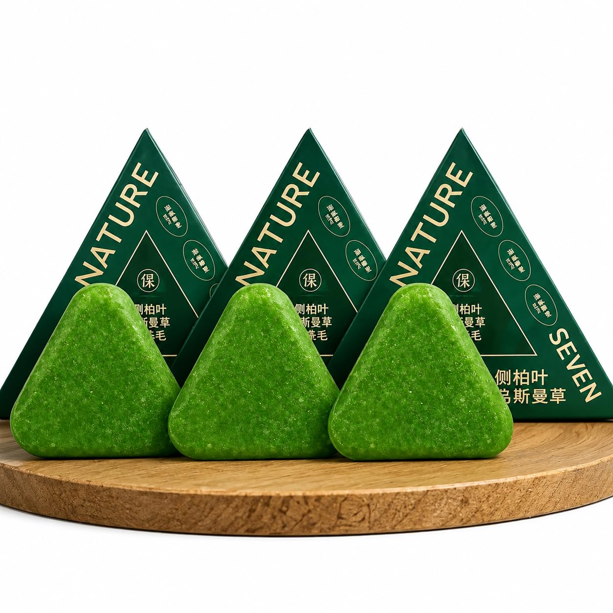 Nature Seven Herbal Soap Bar, Green, Triangle Shape, 3 Pack-picture-37