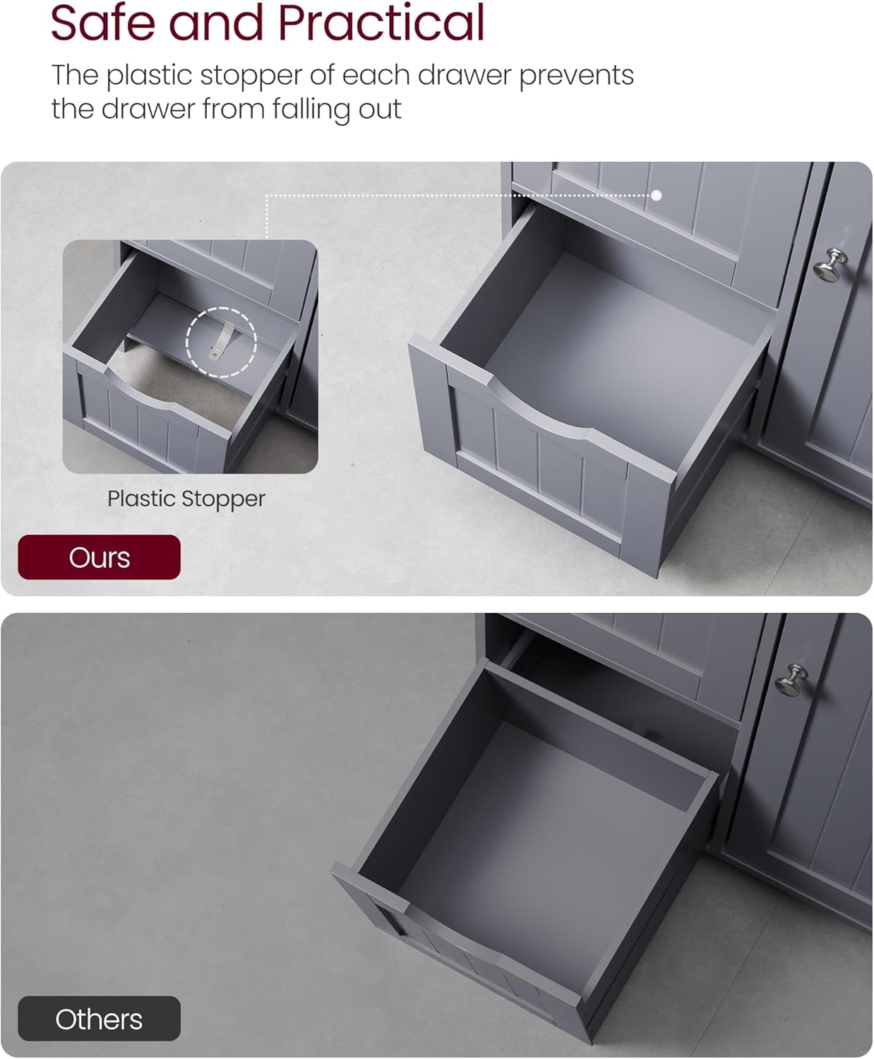 Close-up image showing the magnet catch located at the top center of the cabinet door frame.