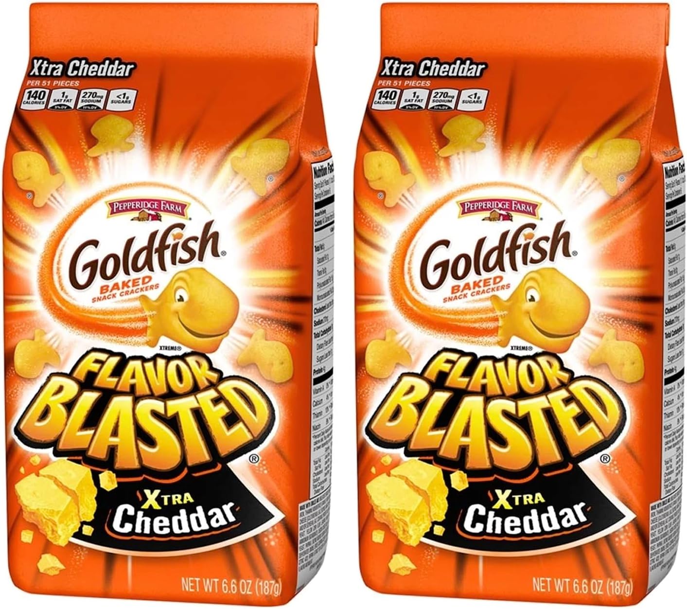 Goldfish Crackers - Flavor Blasted Xtra Cheddar 187g (Pack of 2)