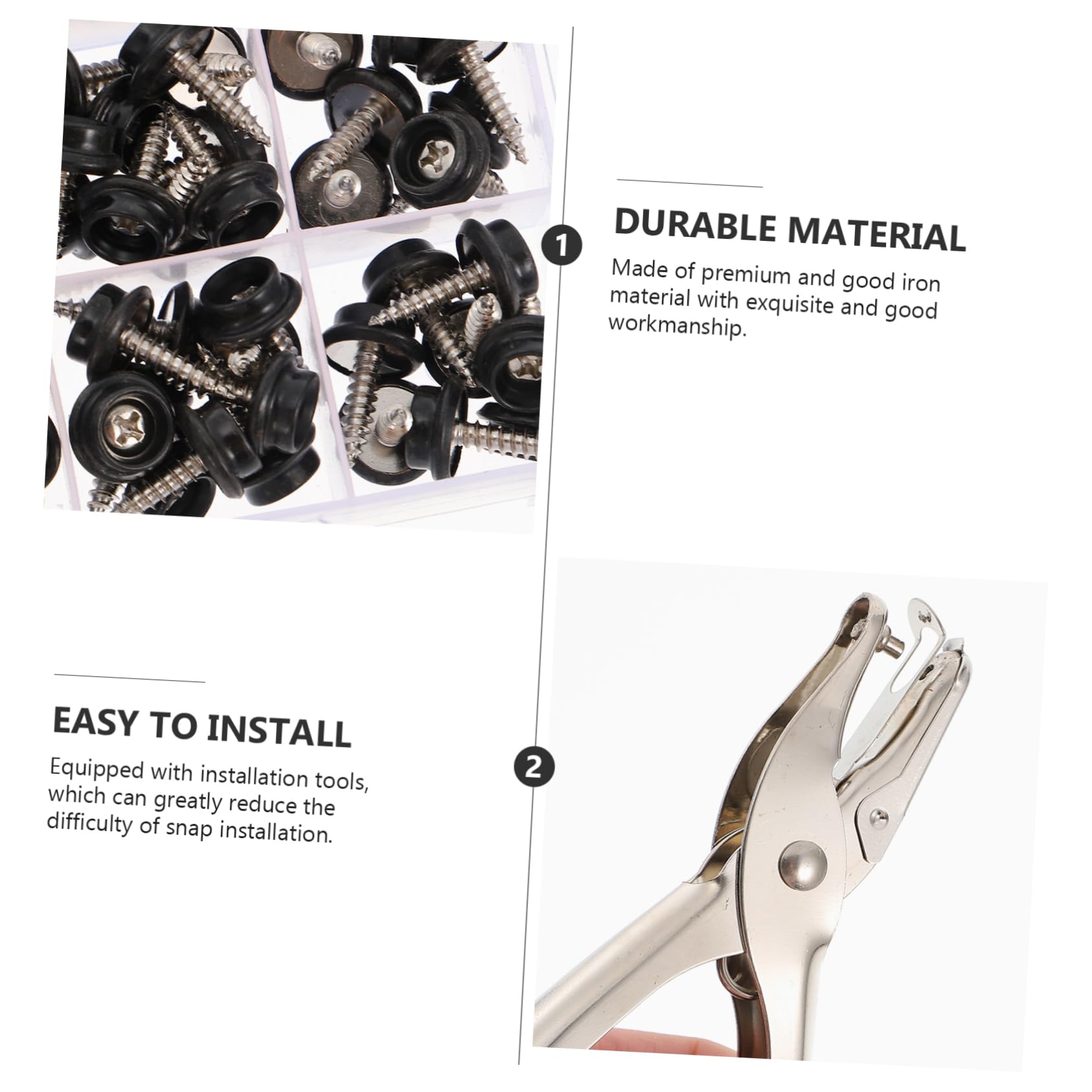 Eisen Druckknopfset 15mm 1 Satz für Kleidung und Leder | Schnappverschluss für Yachtplanen und Auto Sofas, Leicht und Einfach zu Verstauen