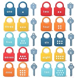 Dinhon Kids Learning Locks with Keys Numbers Matching & Counting Montessori Educational Toys for Ages 3 4 5 Boys and Girls Preschool Games Gifts